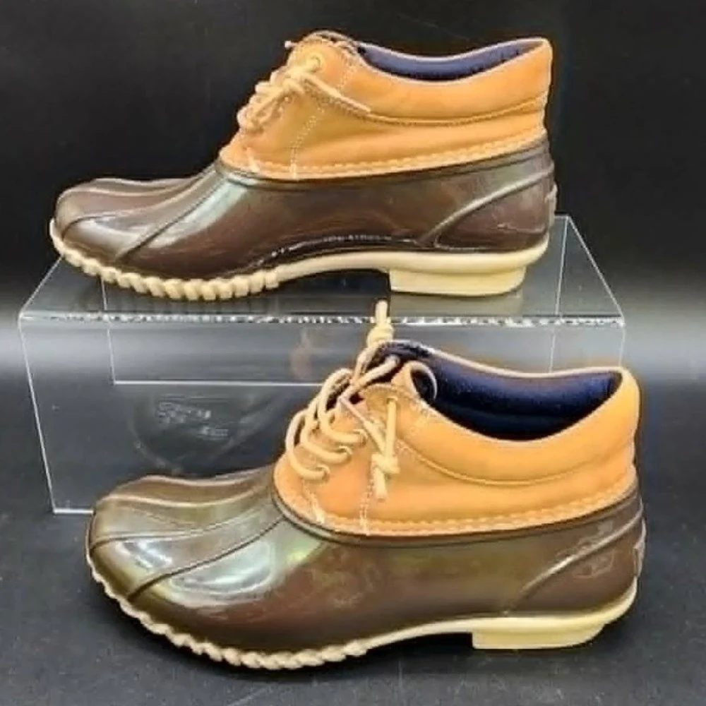 Tommy Hilfiger Brown Duck Boots Women 8M Rain Snow Winter Preppy Outdoor Classic